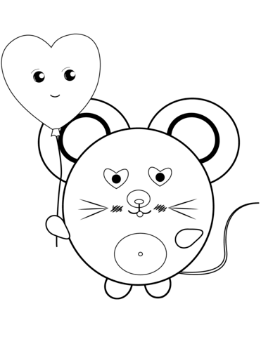 Kawaii Mouse Coloring Page